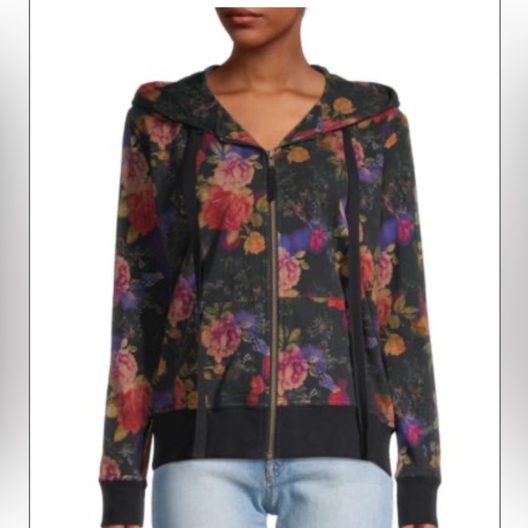 Johnny Was Los Angeles Bossa Nova floral Zip Up Sweater - Picture 7 of 8